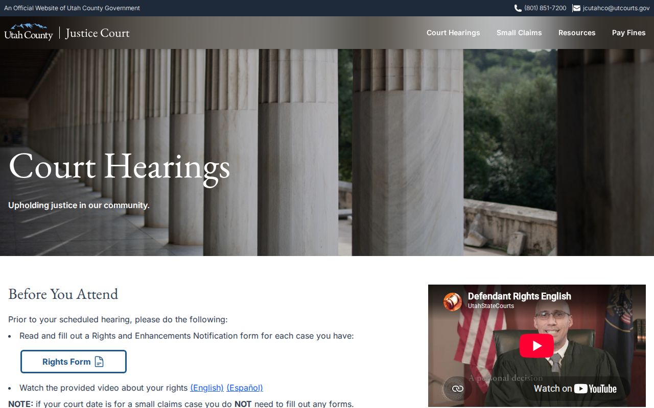 Utah County Justice Court sessions for Eagle Mountain cases routed there