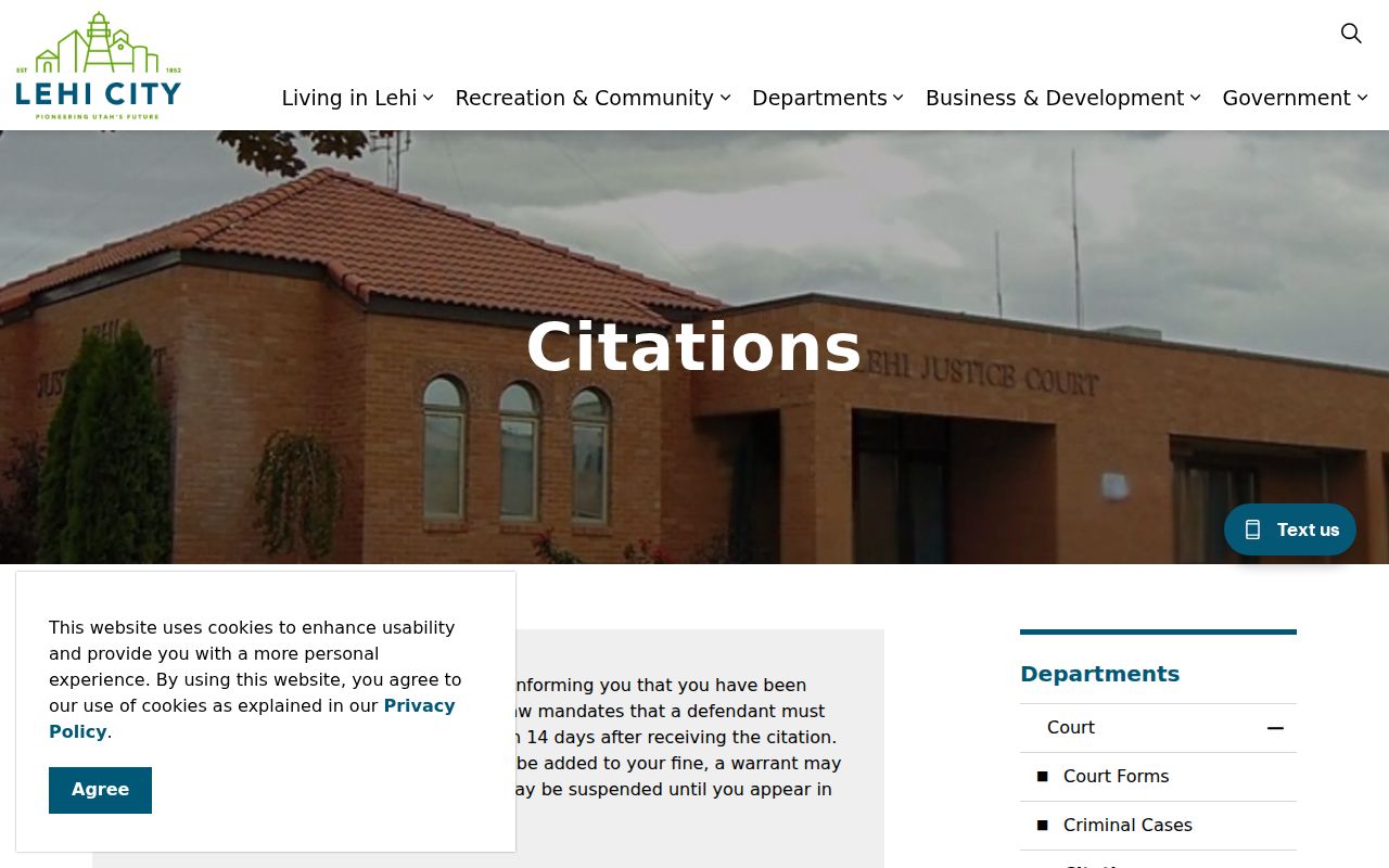 Lehi docket search citation options and response timing